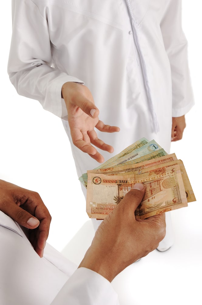 Arabic,People,,Islamic,Zakat,Or,Sadaka,,Adult,Giving,Money,To